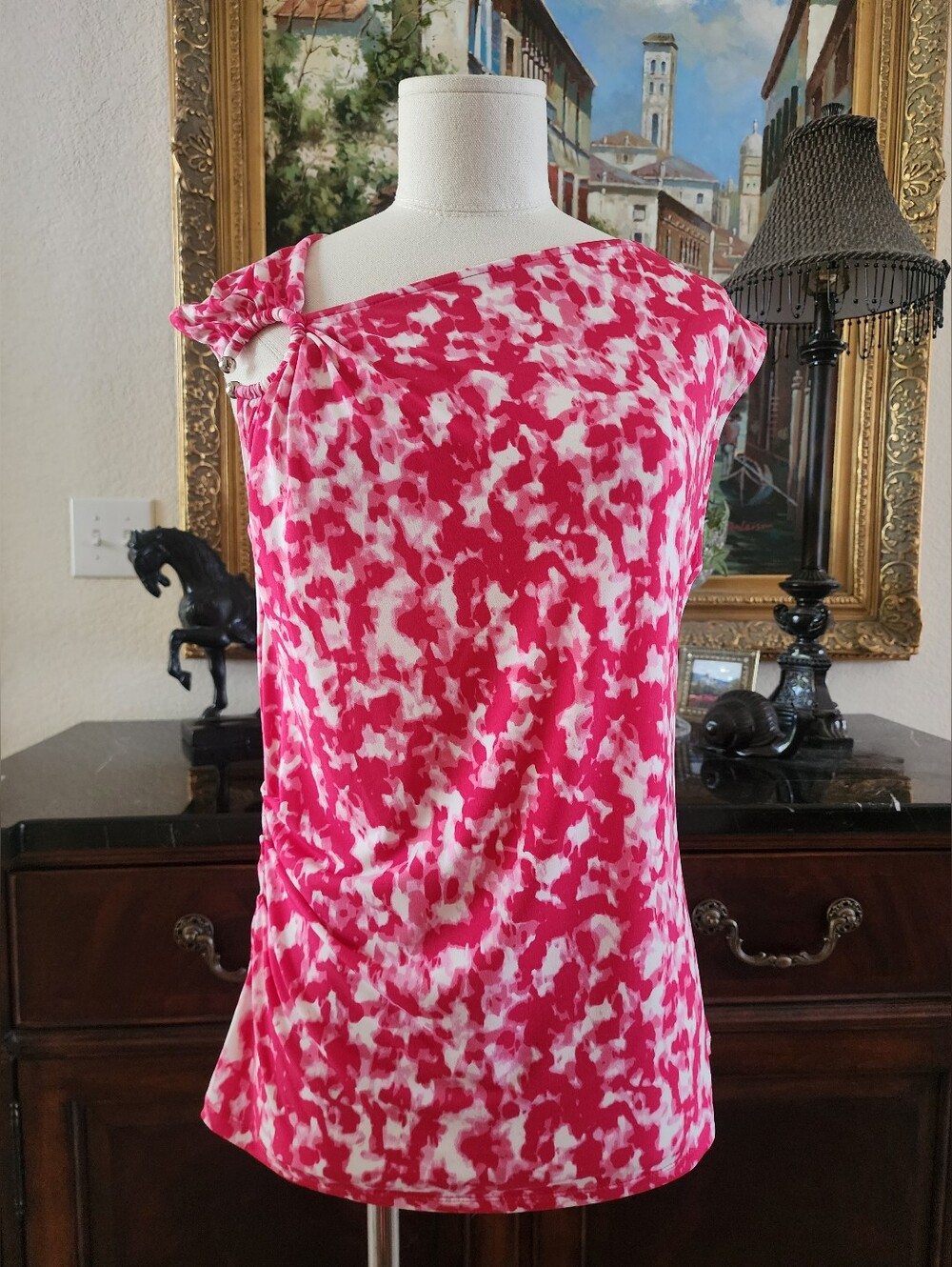 NWT-Rosy Pink & White w/ Ring Hardware Top!🌺🌞